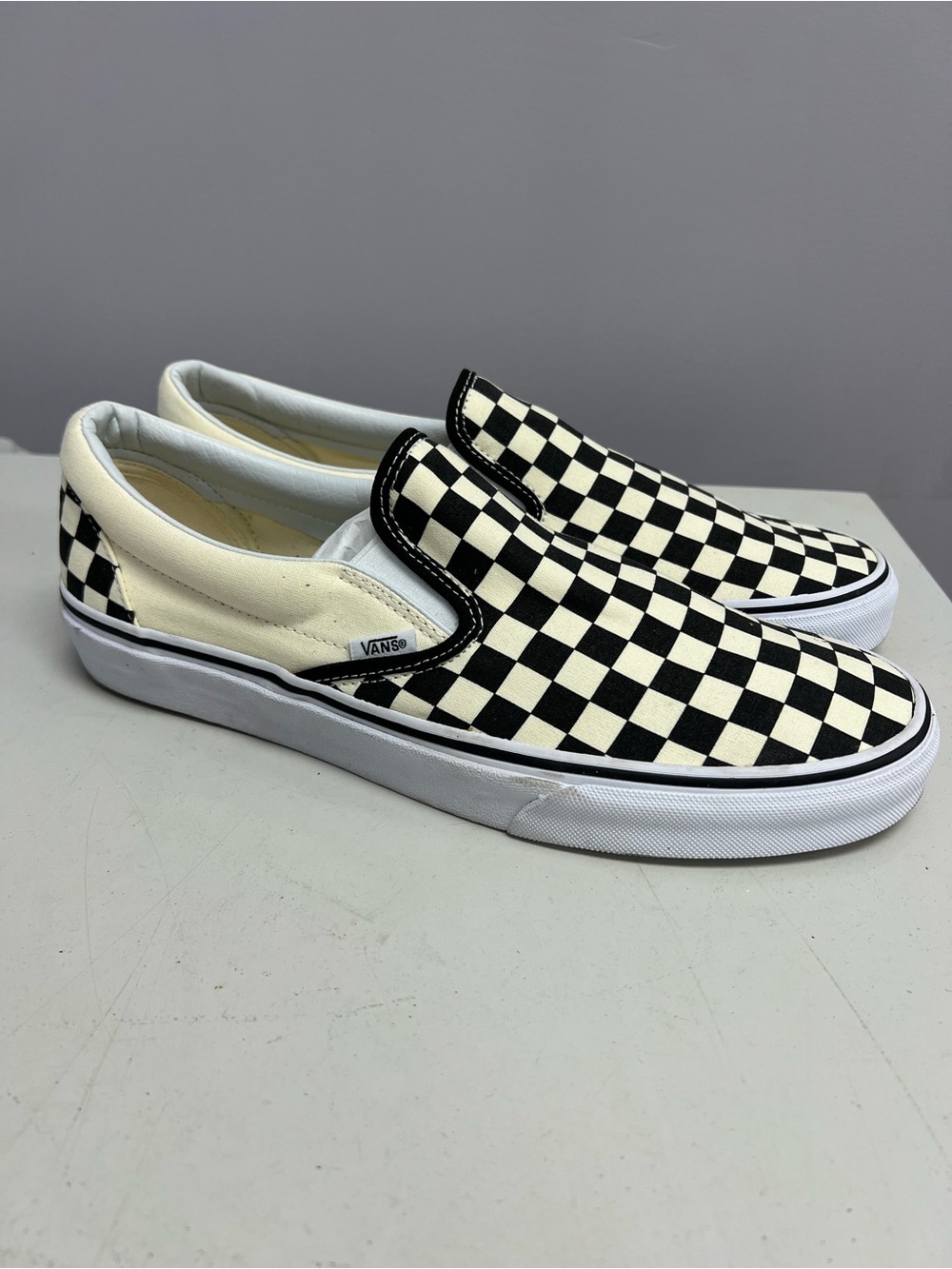 Vans Checkerboard Slip-On Sneakers - Black & Cream Men’s 11